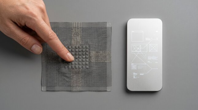 Programmable touch fabric sample under fingertip pressure
