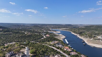 Fototapeta premium Texas Hill Country - aerial view overlooking the Highland Lakes