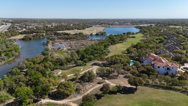 Texas Hill Country - aerial view overlooking the Highland Lakes
