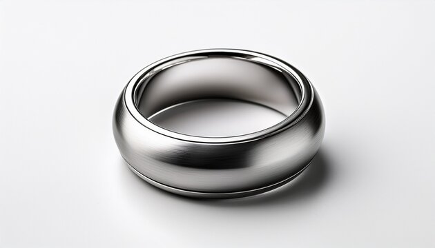 minimalist titanium ring on a clean white backdrop showcasing contemporary elegance and sleek design