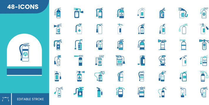 Editable Fire Extinguisher Icon &ndash; Modern Vector Design for Safety Equipment, Emergency Use, Fire Protection and Hazard Control