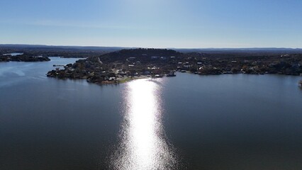 Fototapeta premium Texas Hill Country - aerial view overlooking the Highland Lakes