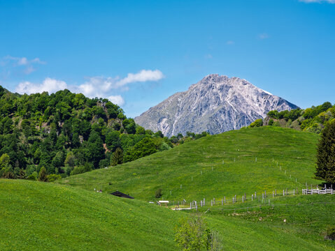 View of Grigna meridionale mountain from St. Peter pass in Valsassina