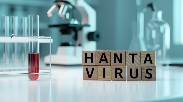 Hanta virus laboratory setting with test tubes and microscope