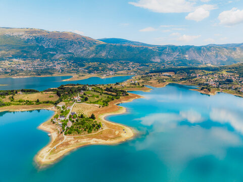 Aerial view of Rama lake or Ramsko jezero in Bosnia and Herzegovina