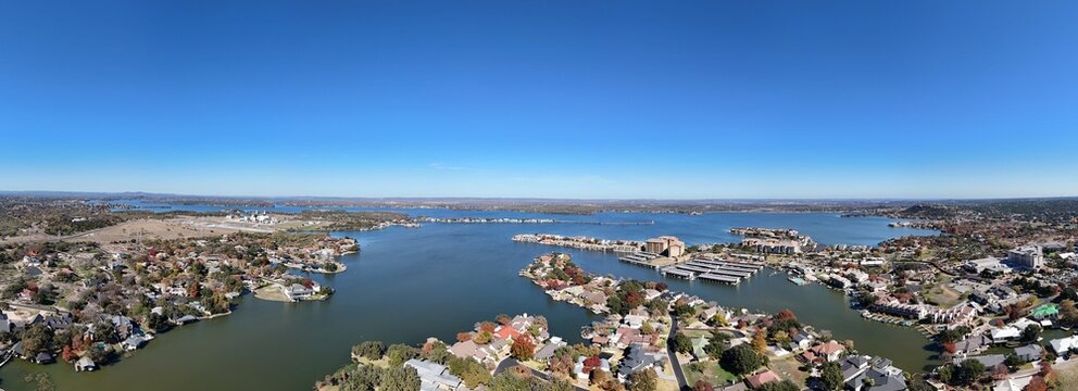 Texas Hill Country - aerial view overlooking the Highland Lakes during autumn