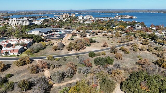 Texas Hill Country - aerial view overlooking the Highland Lakes during autumn