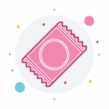 Pink Condom Wrapper Icon with Circles