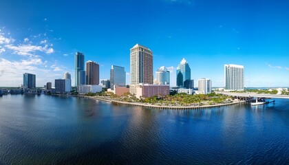 Fototapeta premium a panoramic view of downtown tampa with the skyline and waterfront in view tampa florida cityscape skyline
