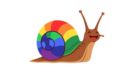 Happy snail with rainbow shell vector illustration © Rofiah