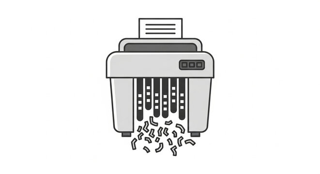 A document being shredded by an office paper shredder into small pieces