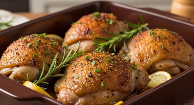 Crispy Roasted Chicken Thighs with Rosemary and Herbs