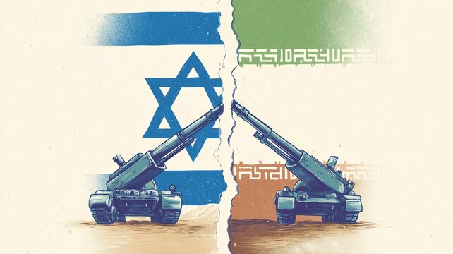 political rivalry between nations with military imagery