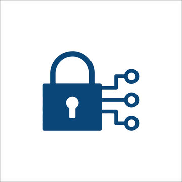 Padlock and Cyber Circuit Icon for Digital Tech Security Concept