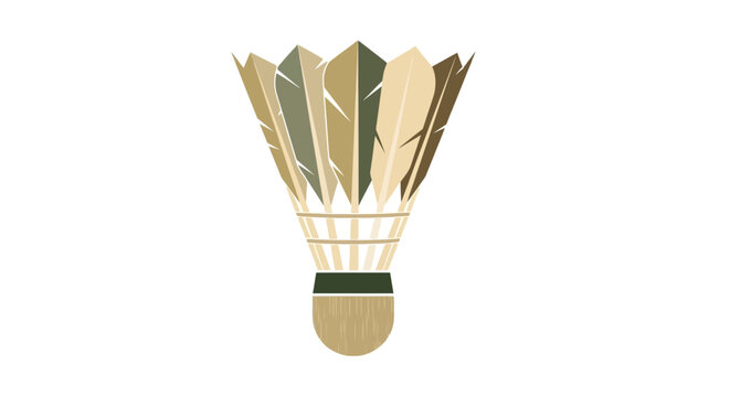 Flat vector illustration of a badminton shuttlecock in earth tones