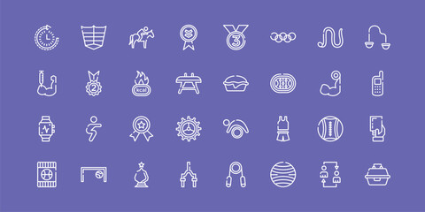 fisherman outline icon set featuring routine, horse riding, pies, tackle box icons. © VectorStockDesign