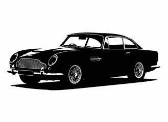Naklejka premium Classic Sports Car: A sleek, vintage black sports car with chrome accents and distinctive design parked elegantly.