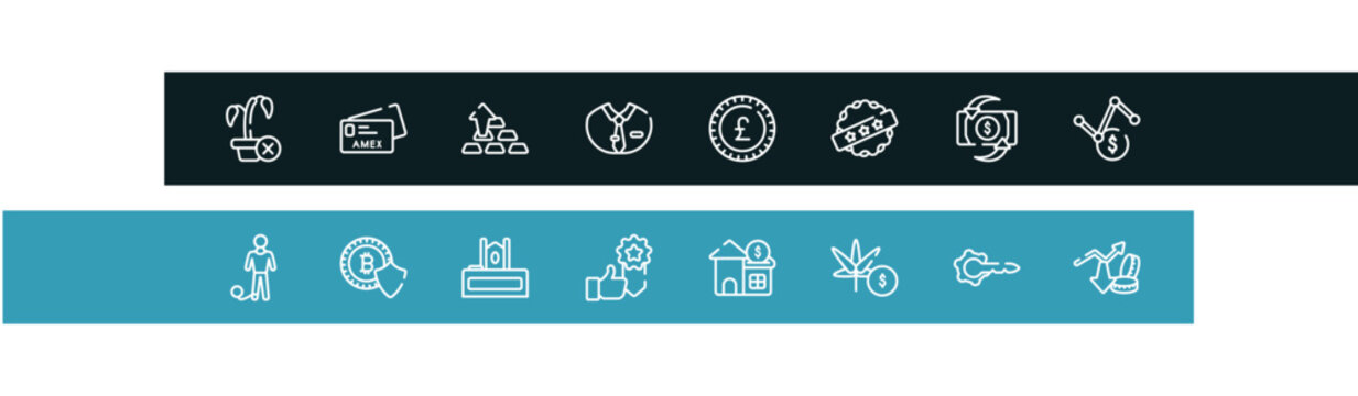 marketing outline icon set featuring null, , ingot, dress code icons.