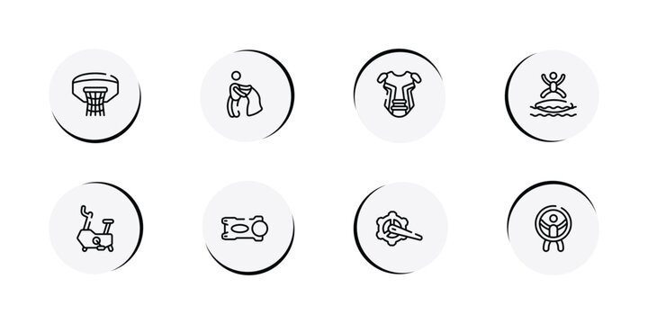 x treme outline icon set featuring basketball hoop, bullfight, chest guard, blobbing icons.
