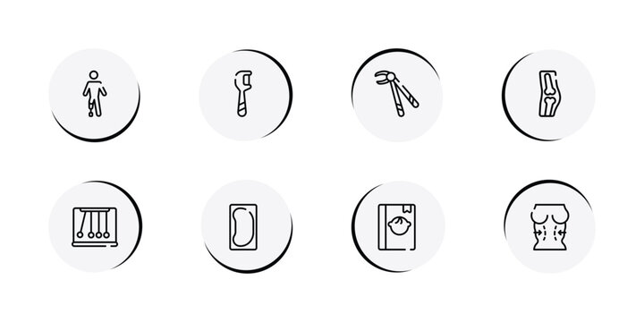 baby outline icon set featuring prosthetic, floss, forcep, orthopedics icons.