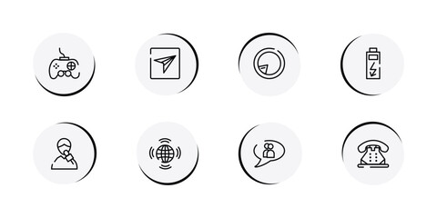 phone icons outline icon set featuring joypad, send message, postman, charge icons. © VectorStockDesign