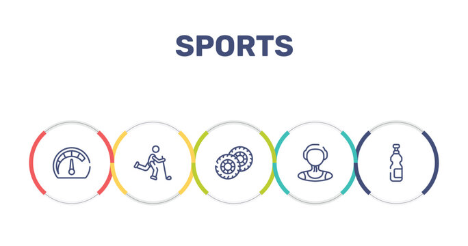 sports outline icon set featuring mph, bowman, pit, waterpolo player icons.