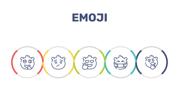 emoji outline icon set featuring stupid emoji, annoyed emoji, sick icons.