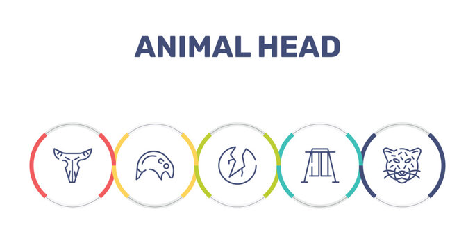 animal head outline icon set featuring bull skull, tapir, crack, swing icons.