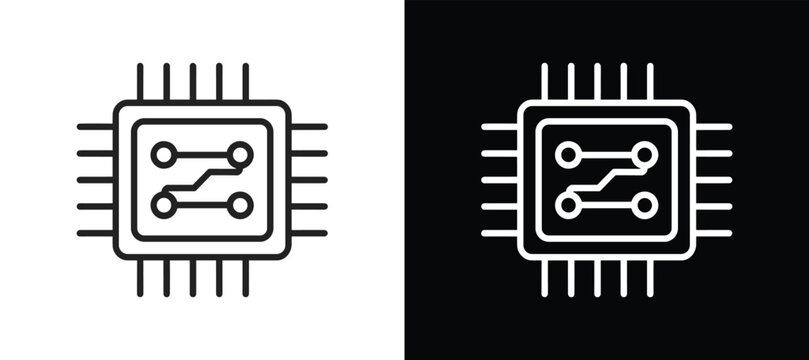 Microchip Icon: A minimalist representation of a microchip, symbolizing technology and data processing. circuit board, computer chip, digital, electronic component, technology icon.