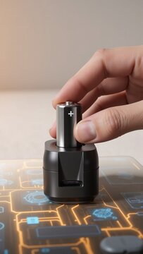 Correct 1.2V Battery Insertion in Portable Device Compartment