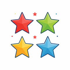 Obraz premium Four Colorful Stars with Confetti