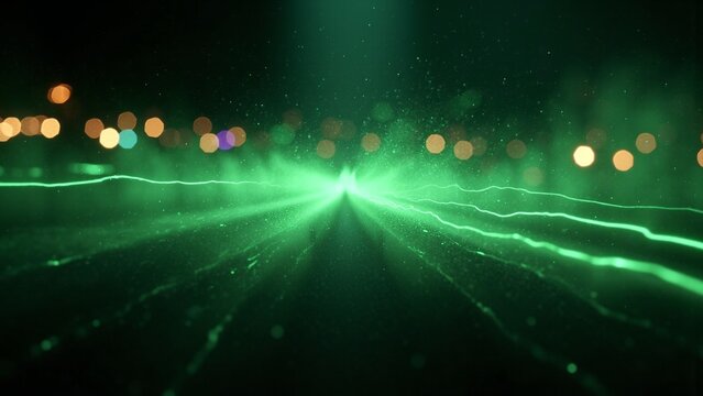 Cinematic Camera Glide Through Green Magic Dust