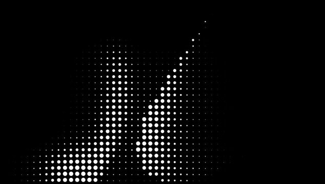 Abstract halftone dot pattern animation, seamless monochrome circle grid motion, futuristic black and white technology background, dynamic digital gradient texture, modern geometric overlay