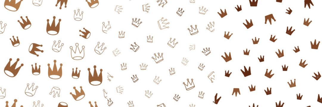 Set and collection of seamless royal luxury crown pattern wallpaper background backdrop texture with minimal golden shapes design element isolated on white transparent png background