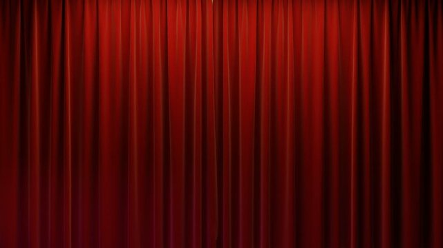Red velvet theater curtains in motion. Opening curtains with green chroma key and luma matte, 4k. 