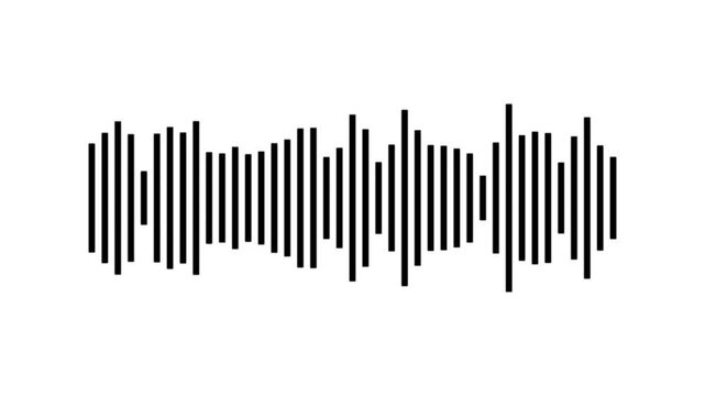 black audio waveform spectrum moving animation on white background. Sound wave pattern audio visual waveform. Motion graphics of music bar concept