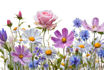 Obraz premium PNG Vibrant floral watercolor illustration.