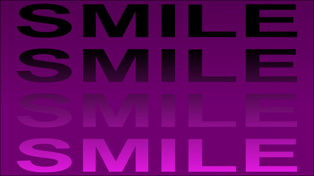 Creative smile typography design on purple gradient background