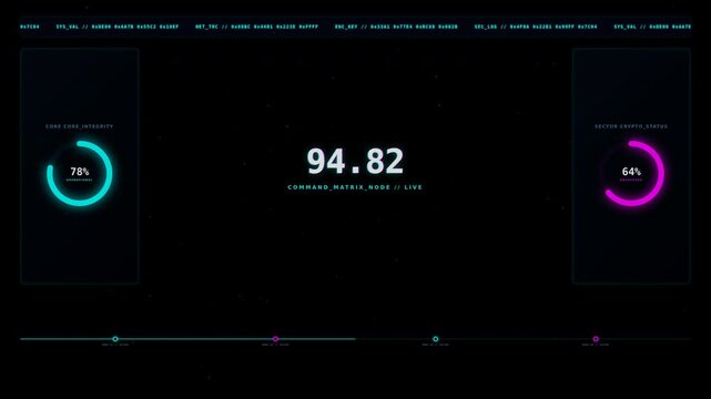 Futuristic digital countdown motion video showcasing dynamic numerical transitions and glowing interface elements for technology and sci-fi themes.