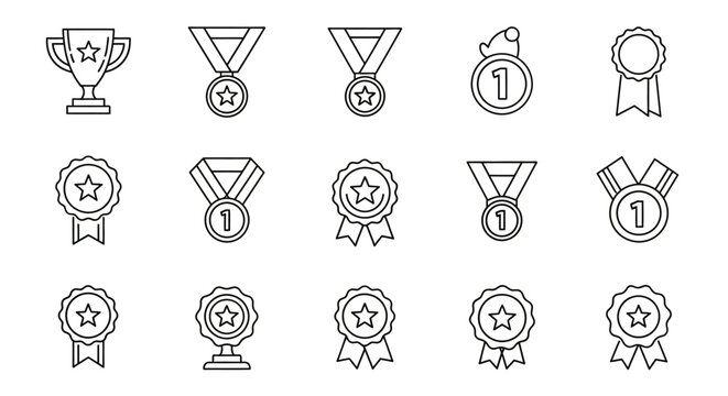 Collection of award icons and medals.