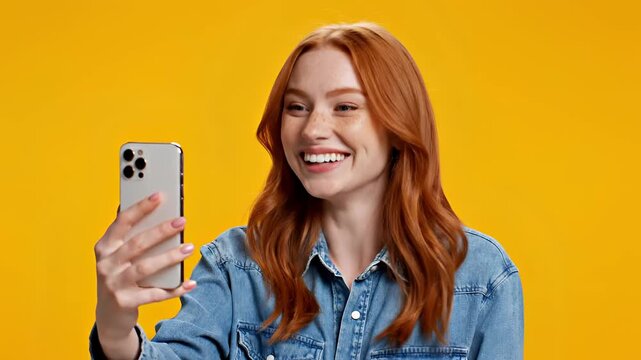 Young Woman Reacts with Surprise and Laughter to Smartphone Content.