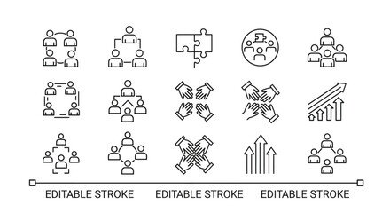 Obraz premium Business icons set for teamwork and collaboration.
