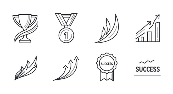 Collection of success and achievement icons.