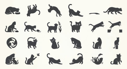 Fototapeta premium cat silhouette vector icons set 