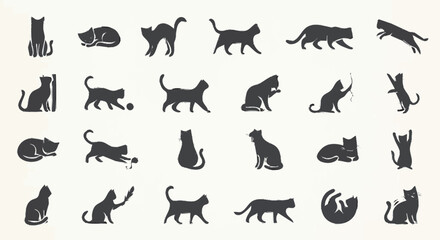 Obraz premium cat silhouette vector icons set 