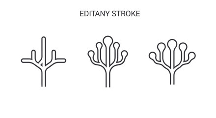 Fototapeta premium Black and white line art tree icons.