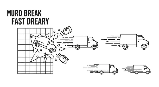 A creative illustration of a delivery van speeding away from a broken grid.