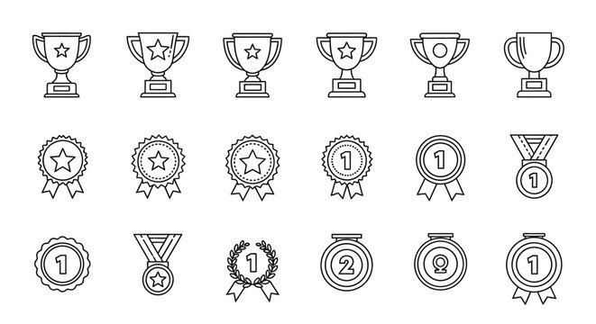 Collection of award icons and medals.