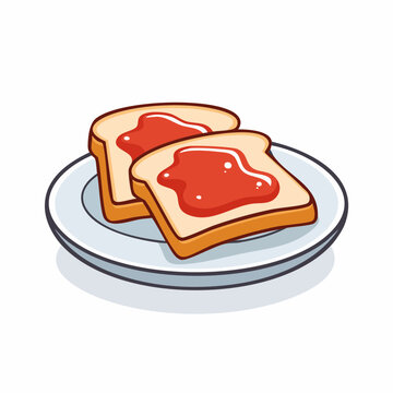 Toast with Jam on Plate