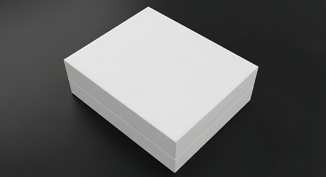 Blank white rectangular watch storage box isolated on dark background for luxury product packaging mockup and branding design